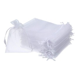 Organza Bags, 50 Pcs 10cm×15cm White Sheer Gift Pouch, Drawstring Sheer Bags for Wedding Party Jewelry Candy Collection (3.9 * 5.9 Inch) (50 PCS)