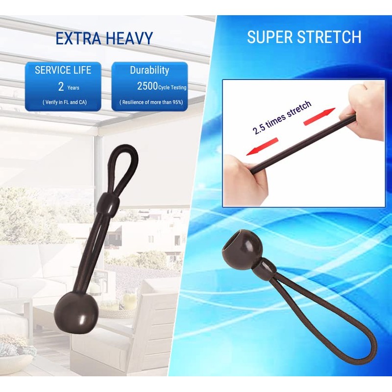 Universal Bungee Tie Down,Shade Parts,Weather Resistance,for Exterior Roller Shades and