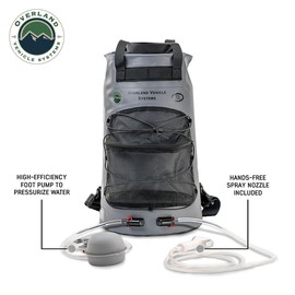 Overland Vehicle Systems 40300031: Portable Camp Shower 23 Qt, Foot Pump, Knozzle & Accessories