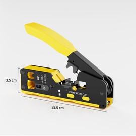 HOGESA RJ45 Crimp Tool, Crimpadora rj45 Pass Through, Crimpadora de Cables de Datos Modulares, 3 en 1 Pelacables, Cortador de Cables, Crimpadora, Herramientas de crimpado Cat5 Cat6 Cat7
