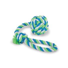 Kazoo Twisted Rope Sling Knot Ball Dog Toy, Blue/Green, Large