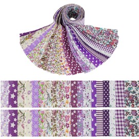 Cotton Patchwork, 40Pcs Floral Fat Quarters Fabric Bundles 6.2cm x 50cm Quilting Fabric Bundles, Pre-Cut Strips Sheets for Patchwork Sewing Quilting Crafting (Purple)