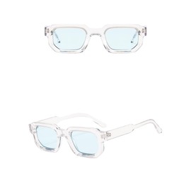 WDZAYXC Vintage Rectangular Sunglasses for Women Men Rectangle Sunglasses Retro Glasses UV400 Protection, transparent green