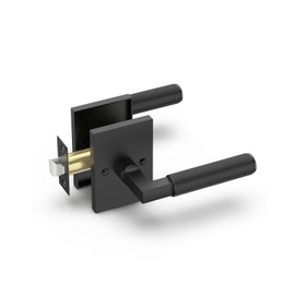 Asidrama 1 Pack Black Passage Door Handles, Door Lever with Door Knobs Indoor for Bedroom or Bathroom, Heavy Duty Door Handles Interior with Locks for Left Right Sided Doors