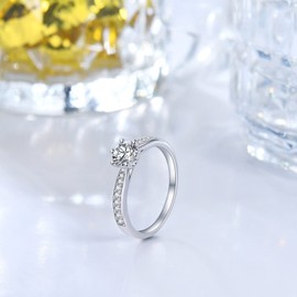 E 925 Sterling Silver 0.5 Carat Wedding Bands Rings for Women Bridal, Womens Engagement Eternity Promise Silver Rings for Her, Jewelry Gifts for Women (L 1/2)