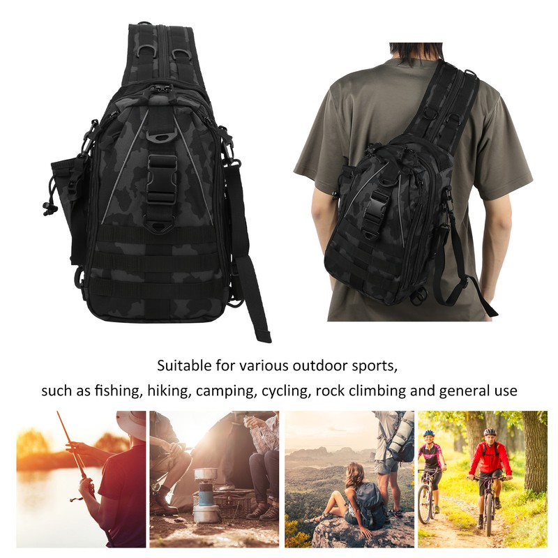 Backpack Knapsack Shoulder Messenger Bag Fishing Mountaineering Outdoor Lure Bagblack