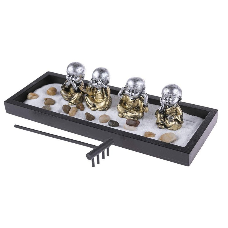 Lachineuse Zen Garden, Noir, Blanc et Doré Dominant, 28 x