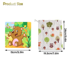 Dewocke Wooden Jigsaw Puzzles for Kids Age 2-5, Set of Six 9-Piece Animal Themed Puzzles - Educational Learning Toys for Toddlers and Preschoolers - Includes Convenient Organizational Bag