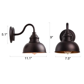 ACLand Oil Rubbed Bronze Dusk to Dawn Outdoor Lights 2 Pack, 9 Inch Farmhouse Barn Lights Outdoor,Outside Wall Light for House, Garage, Doorway, Porch