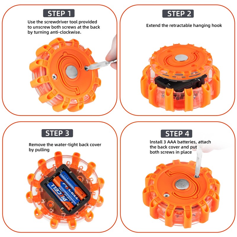 DK-WINER LED Road Flares roadside emergency car kit emergency road