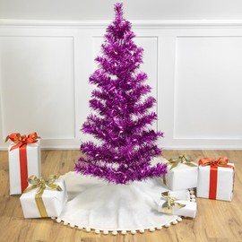 Northlight Pre-Lit Artificial Tinsel Christmas Tree - 3' - Purple - Clear Lights