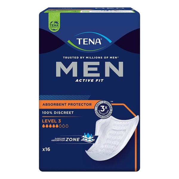 Tena Men Active Fit Level 3 Incontinence Pads Pack of 16