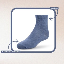 Zubii Kids Youth Boys Girls Soft Cotton Crew Dress Socks School Uniform Parties Holiday (US, Numeric, 8, Regular, Light Denim)