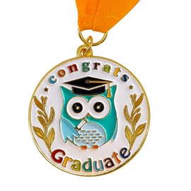 GraduationMall Congrats Kids Graduation Medal with Neck Ribbon,Kindergarten & Preschool Graduation Award Medallion,Party Decoration,6 Pieces