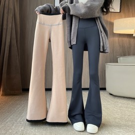 Women's High-Waist Slimming Flowy Bootcut Yoga Shark Pants - Autumn/Winter 2025 New Arrival Gray Extended Length [Thin Velvet] + S 5ea