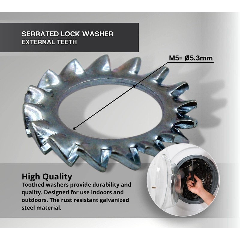 DOJA Barcelona Washers Serrated Set M5 Galvanised Steel Pack 200