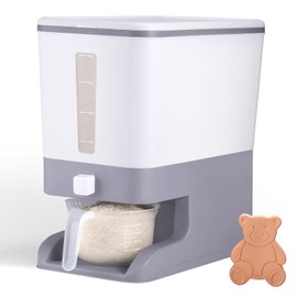 Juome 20-25 Lbs Rice Dispenser with Moisture Absorbing Clay - Large Rice Storage Container with Measuring Cup, Sealed Food Storage Containers with Lids, Rice Holder for Kitchen Pantry Household