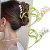 1Pc Pink Gold Lily of The Valley Flower Hair Clips,