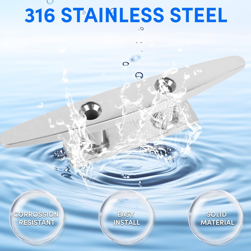 Boat Cleats 4 inch, Open Base Boat Dock Cleats, 316