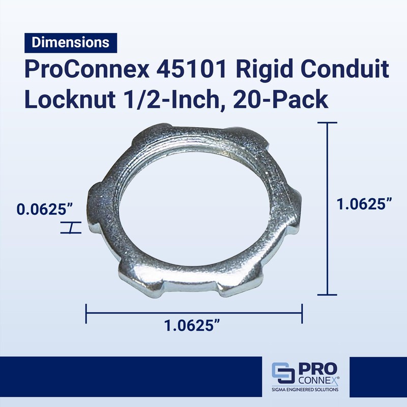Sigma Engineered Solutions ProConnex 45101 Rigid Conduit Locknut 1/2-Inch, 20-Pack