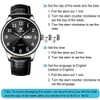 OLEVS Men's Watches Black Leather Strap Casual Fashion Waterproof Watches
