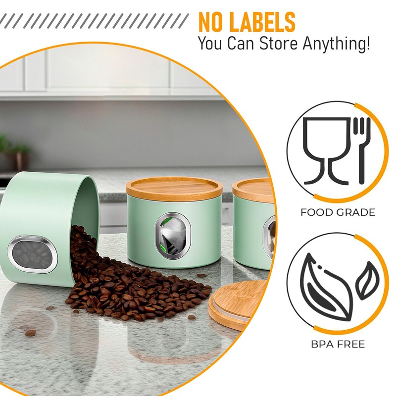 LENAK Tea Coffee Sugar Canister Set, Stackable Airtight Food Storage,