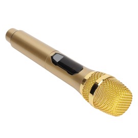 Wireless Handheld Microphone for Outdoor/Indoor Meeting with LED Display - 600Hz-800KHz, 6.35mm/3.5mm Interface, Ideal for Karaoke and Party Entertainment (Gold)