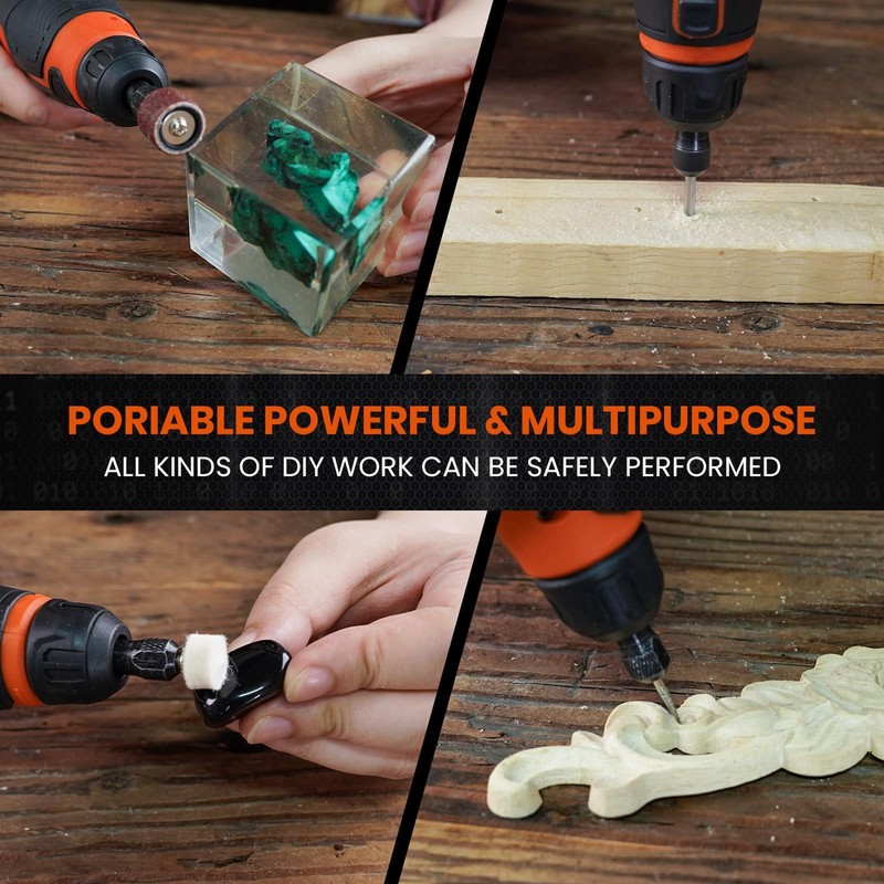 HARDELL 12V Cordless Rotary Tool, 6-Speeds Rotary Tool Kit, 30000RPM