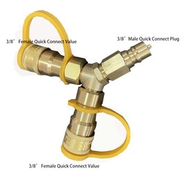 HHXS 3/8 Inch Y-Splitter Natural Gas Quick Connect/Disconnect Adapter for Natural Gas Grills,Pizza Oven,RV and Patio Firepit,etc Low Pressure Natural Gas or Propane Systems