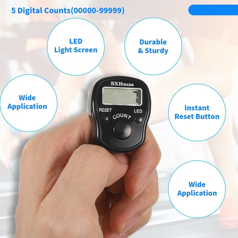 2PCS Tally Counters, Hand Finger Counters Electronic Number Clicker Counter