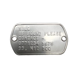 Pet Finder Lost ID TAG 2 Hole Design Military Army Stainless Steel - for Pets, As A Bracelet, Attach to Anything