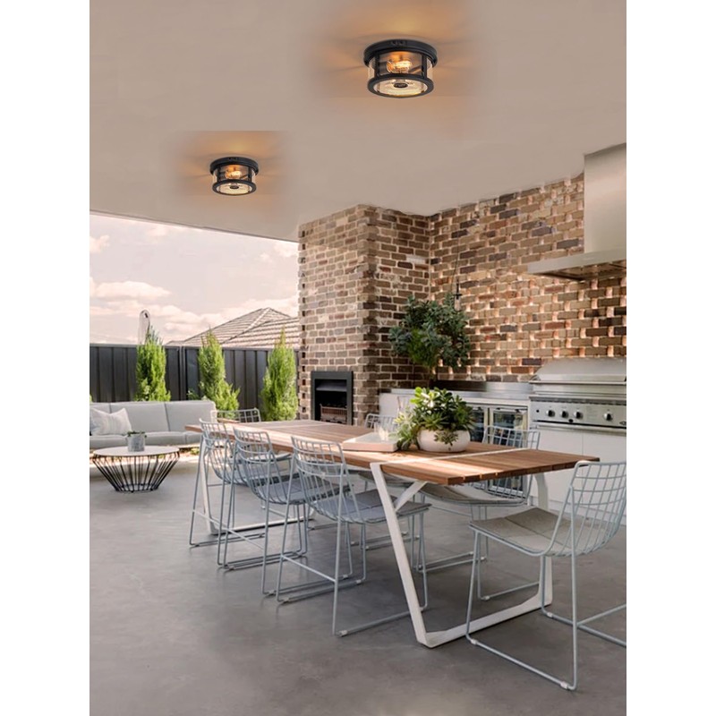 OUPAVOCS Flush Mount Outdoor Ceiling Light with Motion Sensor, Front