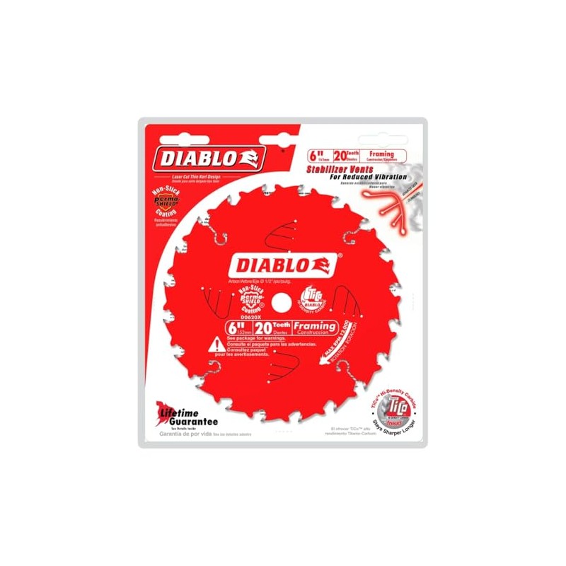Diablo Framing Saw Blade for Wood - 6" Diameter, 20