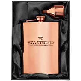 8oz Copper Flask and Funnel Set. Copper 7th / 22nd Anniversary Gifts for Men or Women, Him or Her. Gift Ideas. Rose Gold Flask. Black Satin Gift Box. Copper Alcohol Drinking Flask. by Well-Deserved