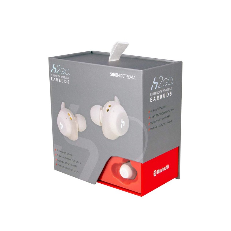 Soundstream h2GO True Wireless Earbuds with Qi Charging - White