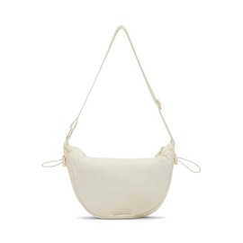 Madden Girl Women's Barely Nylon Cresent Hobo Bag, Crossbody, Cream, Medium