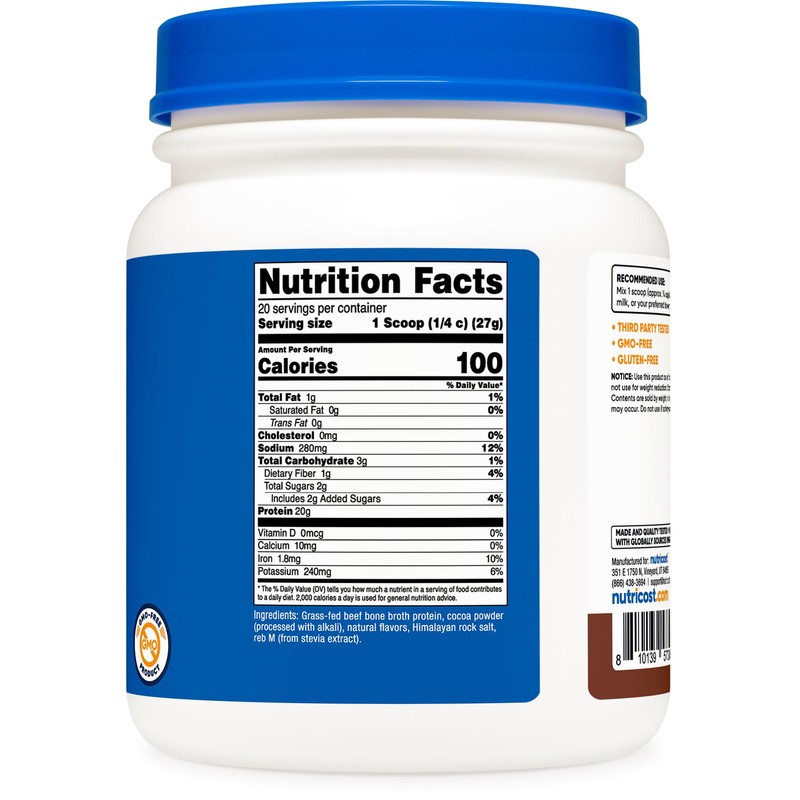 Nutricost Beef Bone Broth Protein Powder Chocolate (20 Servings) -