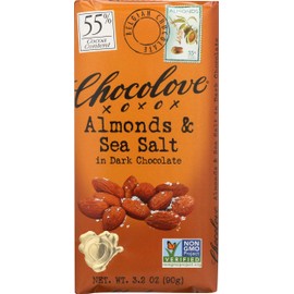 Chocolove, Almonds and Sea Salt in Dark Chocolate, 3.2 oz