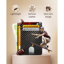 Access Denied Real Leather Slim Minimalist Mens Wallet - Thin Front Pocket RFID Credit Card Holder Wallets for Men Holiday Gifts for Him