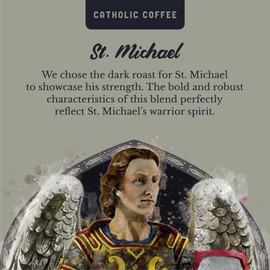 Catholic Coffee St. Michael | Dark Roast Whole Bean Coffee – Almond & Citrus Notes | 12oz Bag – Premium Catholic Gift Inspired by the Defender of Heaven