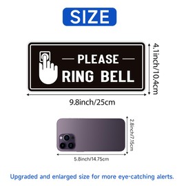 Please Ring Doorbell Sign Sticker，Self-Adhesive Waterproof Please Ring Bell Outdoor Sign for Home Business Offices