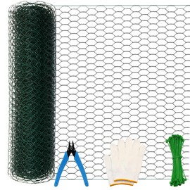 Chistepper Green Galvanized Steel Floral Chicken Wire, 15.7"W x 79"L, 2mm Gauge, Wire Netting-15.7 x 79In
