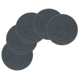 sourcing map 8 Inches Trivets for Hot Dishes, Heat Resistant Deep Gray Trivets for Hot Pots and Pans, 5 Pcs Cotton Hot Pads Coasters Mat for Countertops, Cooking