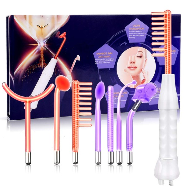 Meifuly High F Rrequency Wand Portable Machine, Portable Handheld High F requency Wand Machine with 7 Different Tubes (Multi-Colored)