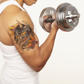 Yesallwas Hannya Tattoo Stickers, Face Hyottoko Set of 6, Long Lasting, Tattoo Stickers, Body Stickers, Men, Tattoo Stickers, Waterproof, Easy to Apply to Arms, Legs, Body, Chest, Shoulder, Back,