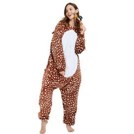 CASABACO Women Deer Costume Adult Reindeer Onesie Onepiece Pajama (Dot deer, xx_l)