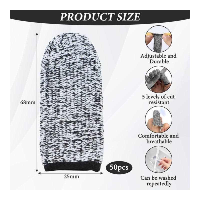 Pluvyze 50 Stück Fingerschutz Schneiden,Fingerkuppenschutz,Wiederverwendbare Daumenschutz,Hervorragende Atmungsaktivität,Geeignet für Garten,Küche