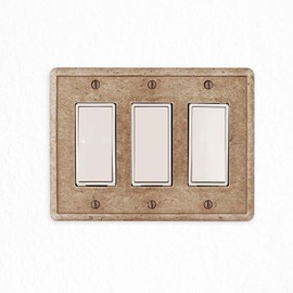 Questech Light Switch Covers, Triple Rocker Wall Plates for Electrical Outlets, 3-Gang Triple Decorator GFCI Switch Plates Standard Size, Decorative Tumbled Texture, Noche
