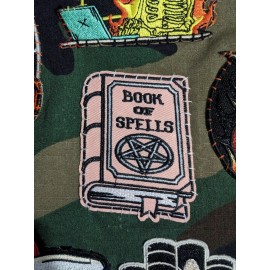 Unbranded Book of Spells Patch Pagan Wiccan Pentacle Goth Witch Embroidered Iron On 2.5x3"