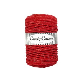 Lovely Cottons Premium 5mm Braided Macrame and Crochet Cotton Cord, Weaving Rope 108yds 324 Feet 100 Meters (Glitter Red)